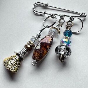 Brooch | Hand Crafted | Glass Beaded |  Pin Artisan Multicolor Wire-Wrapped OOAK